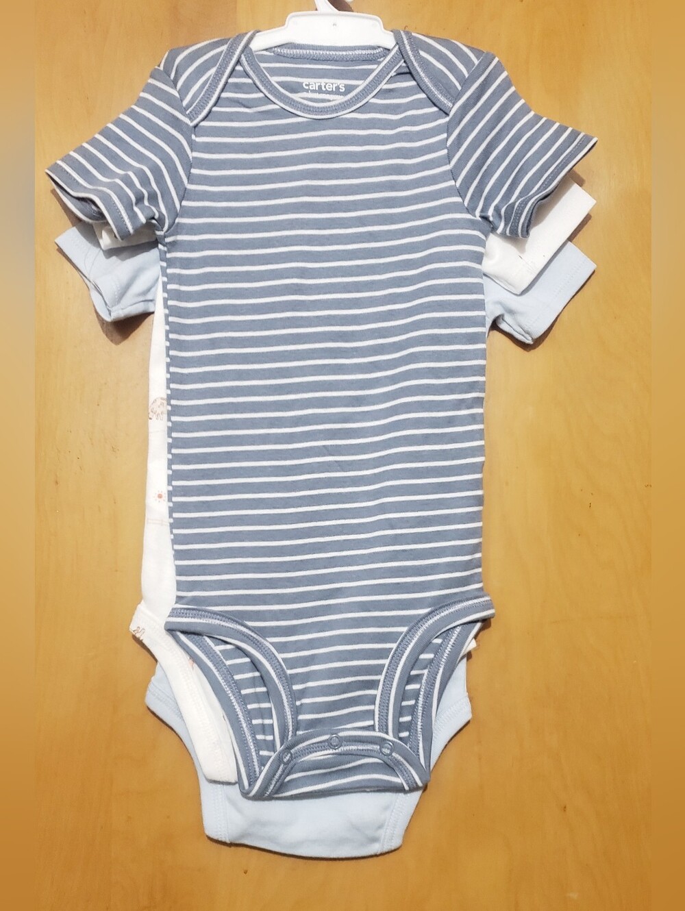 Carter's 3 Pack Short Sleeve Bodysuits With Stripes And Farm Theme